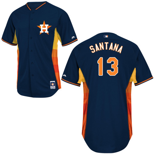 Domingo Santana #13 MLB Jersey-Houston Astros Men's Authentic 2014 Cool Base BP Navy Baseball Jersey